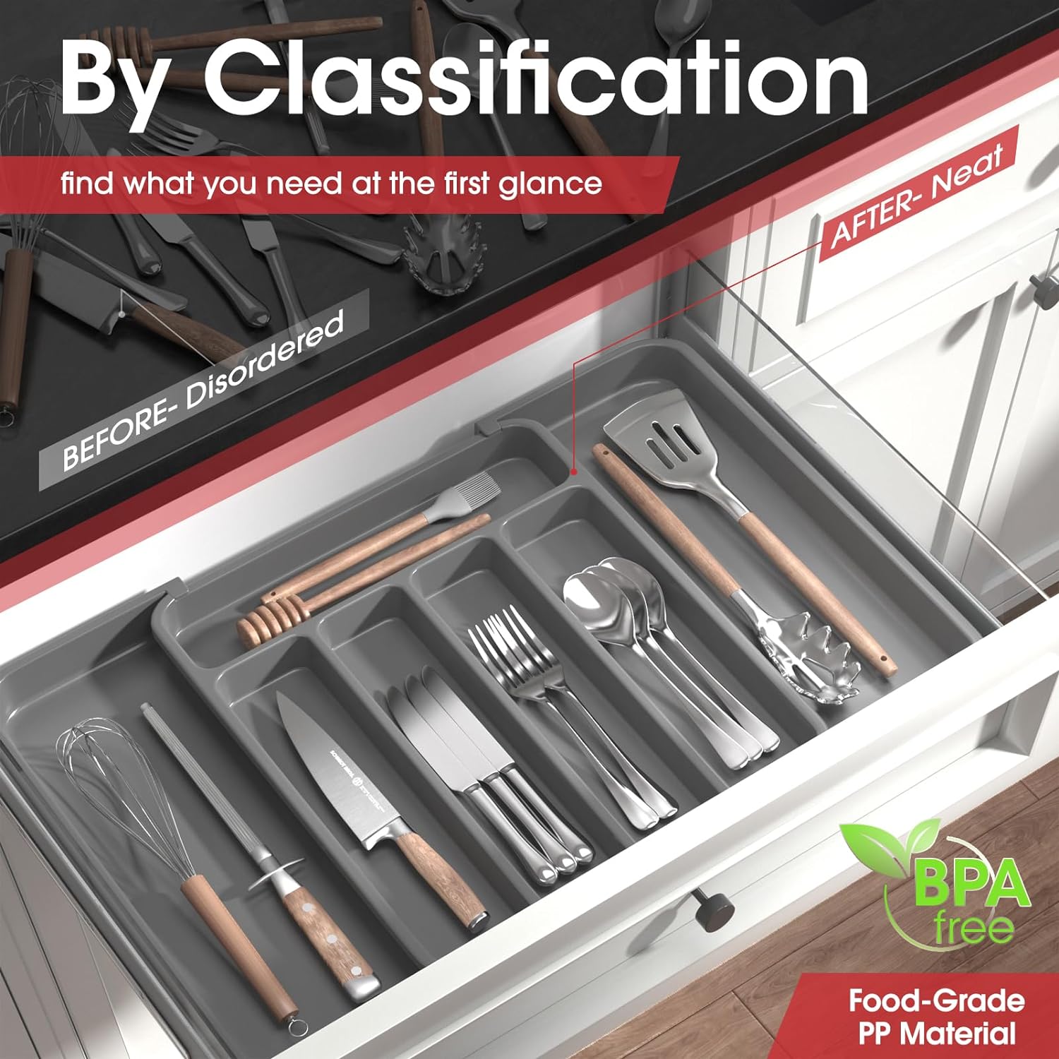 Silverware Organizer, Expandable Kitchen Drawer Organizer, Adjustable Utensil Organizer, Cutlery Drawer Organizer, Multipurpose Kitchen Organizer Silverware Organizer, Expandable Kitchen Drawer Organizer, Adjustable Utensil Organizer, Cutlery Drawer Organizer, Multipurpose Kitchen Organizer